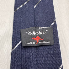 Vintage Australian “Bushko” Navy Striped Tie with White Diagonal Lines