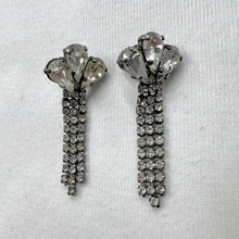 Vintage Rhinestone Drop Earrings – Gunmetal Crystal Dangle