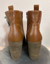 Brown Faux Leather Ankle Boots – Wooden Block Heel