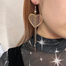 Gold Filigree Heart Chain Tassel Earrings – Vintage Lace Statement Drops