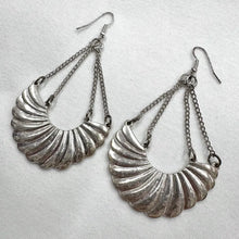 Vintage Silver Shell Fan Drop Earrings – Statement Boho Dangle Earrings, Lightweight Festival Jewelry