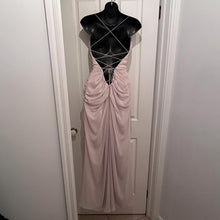 True Brides by Walters Beige Chiffon Evening Gown Size 10 Lace Up Back