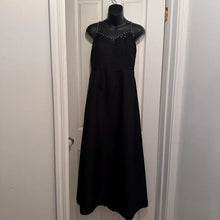 Vintage Handmade Black Evening Gown with Iridescent Rhinestone Straps & Detachable Bow Belt - Open Back Formal Maxi Dress