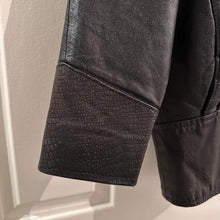 Vintage Bella J Black Leather Jacket | 80s Batwing Snake Print Panel Bomber