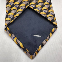 Vintage Cravattificio Di Siena 100% Silk Tie Gold Black Geometric Pattern Italian Necktie