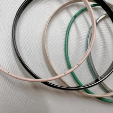 Vintage Enamel Bangle Set | Stackable Retro Jewelry, Black, Pink, Blue, Green Beige