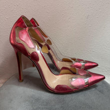 Gianvito Rossi Red Metallic Leather PVC Pointed Stiletto Heels UK 5