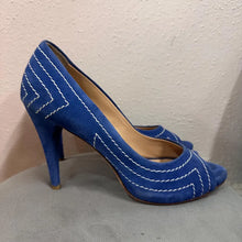 Bianca Buccheri Blue Suede Open Toe Heels – Made in Italy Designer Stiletto Pumps