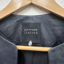 Portmans Cropped Black Leather Jacket | Minimalist Open Front Leather Bolero | Genuine Leather | Women’s Size 8