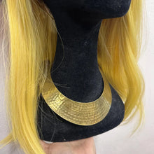 Vintage Hammered Gold Tone Collar Necklace | Bold Statement Bib Choker | Modernist Open Neck Cuff