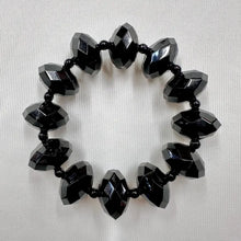 Vintage Faceted Black Acrylic Bead Stretch Bracelet | Chunky Geometric Statement Bracelet | Bold Y2K Jewelry