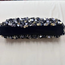 Vintage Sequin Clutch Bag – Black & Silver Disc Embellished Evening Clutch