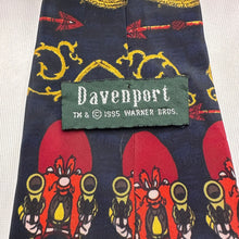 Vintage 1980s Warner Bros. Dapper Novelty Tie Red Navy Character Print