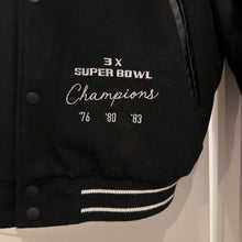 NFL Las Vegas Raiders Varsity Jacket | 3X Super Bowl Champions Embroidered Bomber | Black L