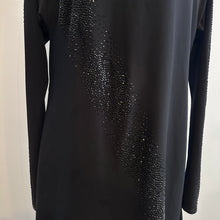 Black Rhinestone Maxi Dress, Long Sleeve Evening Gown, Minimalist Partywear