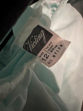 Vintage 1970s Vieling Mint Green Maxi Nightgown | Pleated All Nylon Sleepwear with Contrast Lace & Ruffle Hem | Size 12 Fits Small to Medium