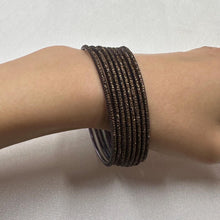 Set of 8 Vintage Glitter Bangles / Brown Stackable Bracelets / Boho Retro Jewelry Set