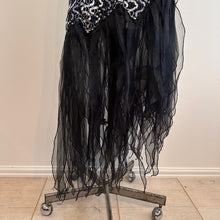 Angelucci Design Sequin Maxi Dress, Black Silver Mermaid Hem, Spaghetti Strap Evening Gown