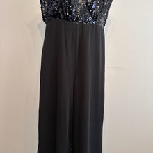Boohoo Occasion Black Sequin Jumpsuit, V-Neck Wide Leg Evening Wear (UK 14)