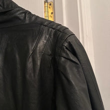 Vintage Bella J Black Leather Jacket | 80s Batwing Snake Print Panel Bomber
