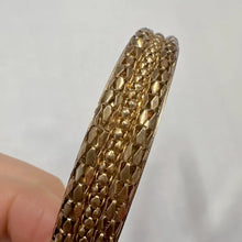 Vintage Textured Gold Tone Bangle | Embossed Statement Bracelet | Wide Ornate Cuff