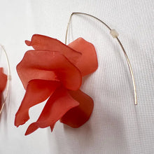 Statement Coral Flower Drop Earrings | Frosted Acrylic Floral Earrings | Gold Wire Hook Dangle Earrings