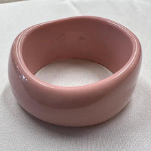 Vintage Pink Acrylic Bangle | Sculptural Chunky Bracelet | Wide Statement Cuff | Retro Lucite Style Jewelry