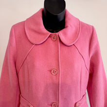 Vintage Pink Wool Blend Swing Coat | Peter Pan Collar, Fitted Waist, A-Line Silhouette