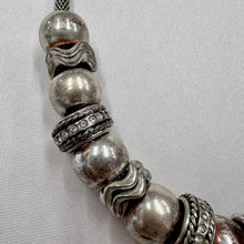 Vintage Silver Tone Statement Necklace / Chunky Beaded Necklace / Industrial Style / Retro Metal Jewelry / Bold Necklace