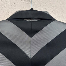 Vintage 90s Black Silver Striped Cropped Blazer | Geometric Statement Jacket Made Australia