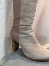 Pink Two-Tone Knee-High Boots – Suede & Leather Mix