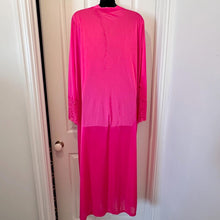 Vintage Fuchsia Satin Peignoir Set – Lace Trim Maxi Nightgown & Robe