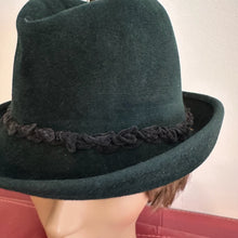 Vintage Dark Green Felt Hat | Feather Trimmed Alpine Style (55cm)
