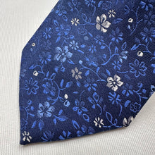 Vintage Geoffrey Beene Blue Floral Silk Tie 100% Silk Necktie Navy Blue Floral Pattern