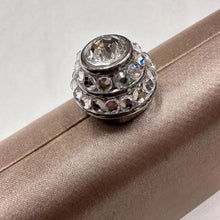 Vintage Champagne Satin Evening Clutch, Rhinestone Clasp, Chain Strap Shoulder Bag