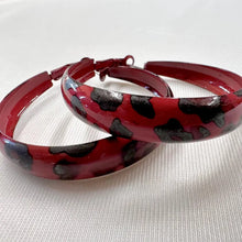 Vintage Red Leopard Print Chunky Hoop Earrings | Lightweight Statement Jewelry