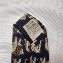 Vintage Jim Thompson 100% Silk Elephant Print Necktie Navy Blue