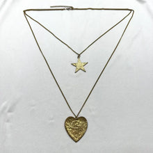 Vintage Layered Star & Heart Necklace | Celestial Y2K Pendant Necklace | Romantic Gold Tone Jewelry