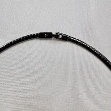 Vintage Black Crystal Pendant Necklace | Gunmetal Snake Chain Necklace | Gothic Minimalist Jewelry | Art Deco Statement Necklace