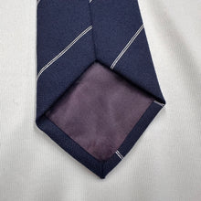 Vintage Australian “Bushko” Navy Striped Tie with White Diagonal Lines