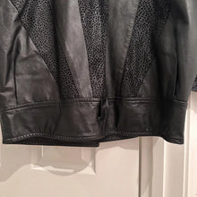 Vintage  Australian Designer Leather Jacket, Size 8, 1980s Black Dolman Sleeve Moto Jacket, Textured Panels No Belt