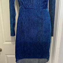 Vintage Electric Blue Metallic Pleated Mini Dress | 1980s Sheer Ruffle Party Cocktail Dress