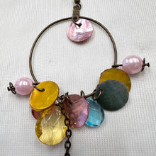 Vintage Shell Disc Hoop Earrings | Pastel Boho Festival Jewelry