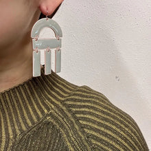 Vintage Grey Geometric Dangle Earrings | Modern Statement Drop Earrings