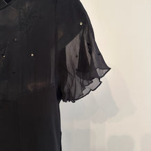 Black Butterfly Embroidered Maxi Dress, Deep V Neck Evening Dress, Sheer Flutter Sleeve Black Gown, Elegant Gothic Formalwear