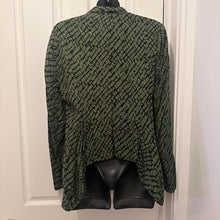 Vintage DHALIA Green Snake Print Rayon Waterfall Cardigan | Lightweight Open Front Jacket