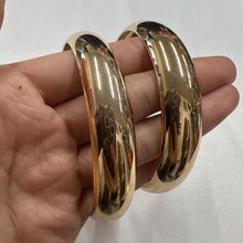 Vintage Gold Tone Bangle Set / Minimalist Stack Bracelets / Retro Chunky Bangles Set of 2