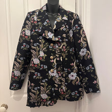 Trelise Cooper Couture Floral Brocade Blazer | Asymmetric Ruffle Jacket | Black Jacquard Statement Blazer | NZ Designer | Size 12