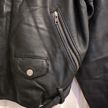 Vintage Black Leather Asymmetrical Biker Jacket, Distressed Punk Rocker Coat