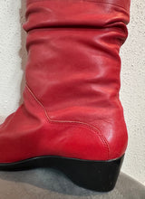 Vintage 80s Red Leather Slouch Mid-Calf Boots